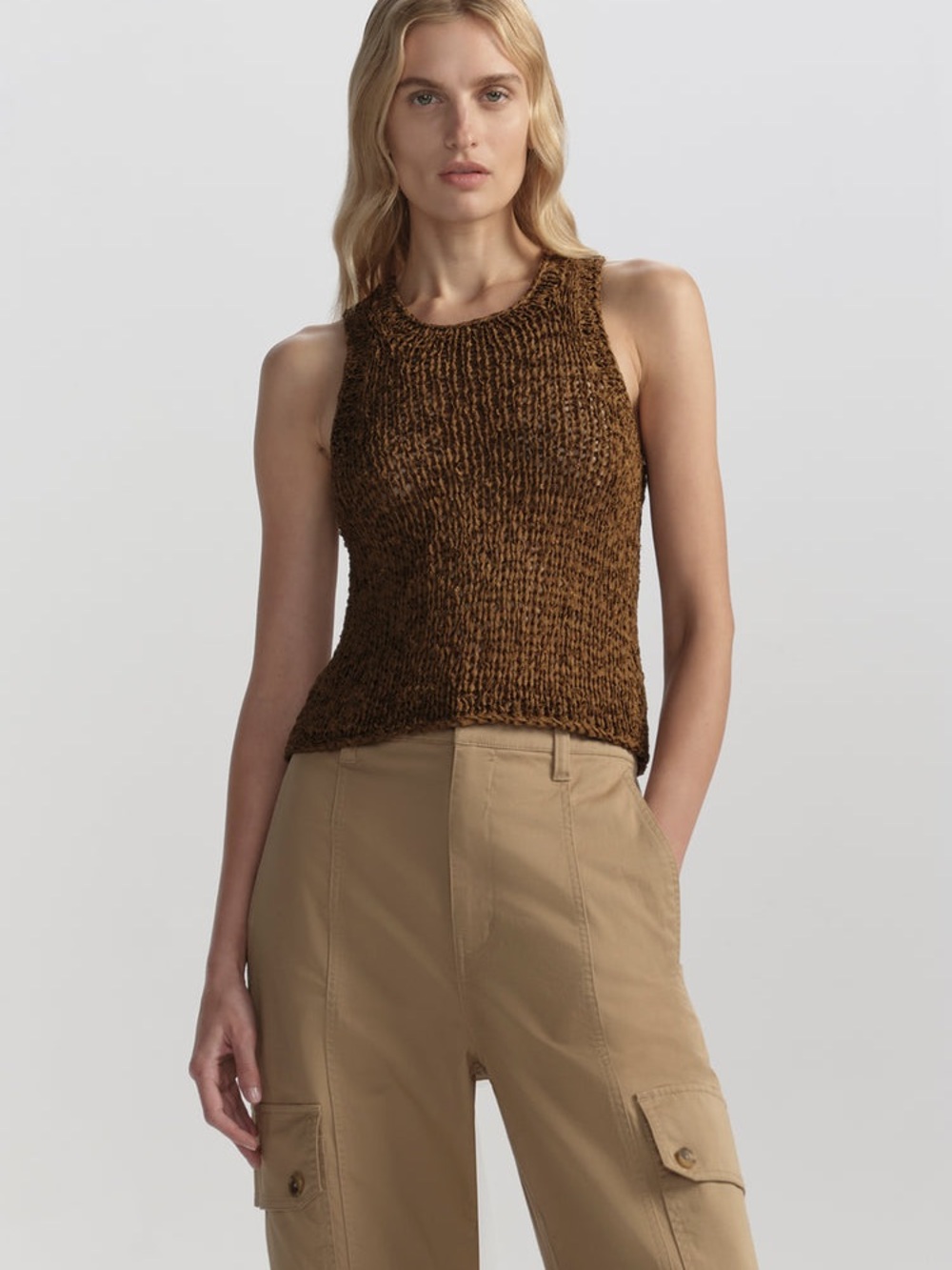 ALC Nelly Tank Womens Brown Chunky Knit Sleeveless Sweater